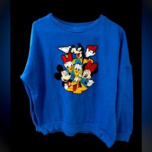 VTG Mickey Mouse/Donald Duck/Goofy Disney Embroidered Blue Sweater 90’s L